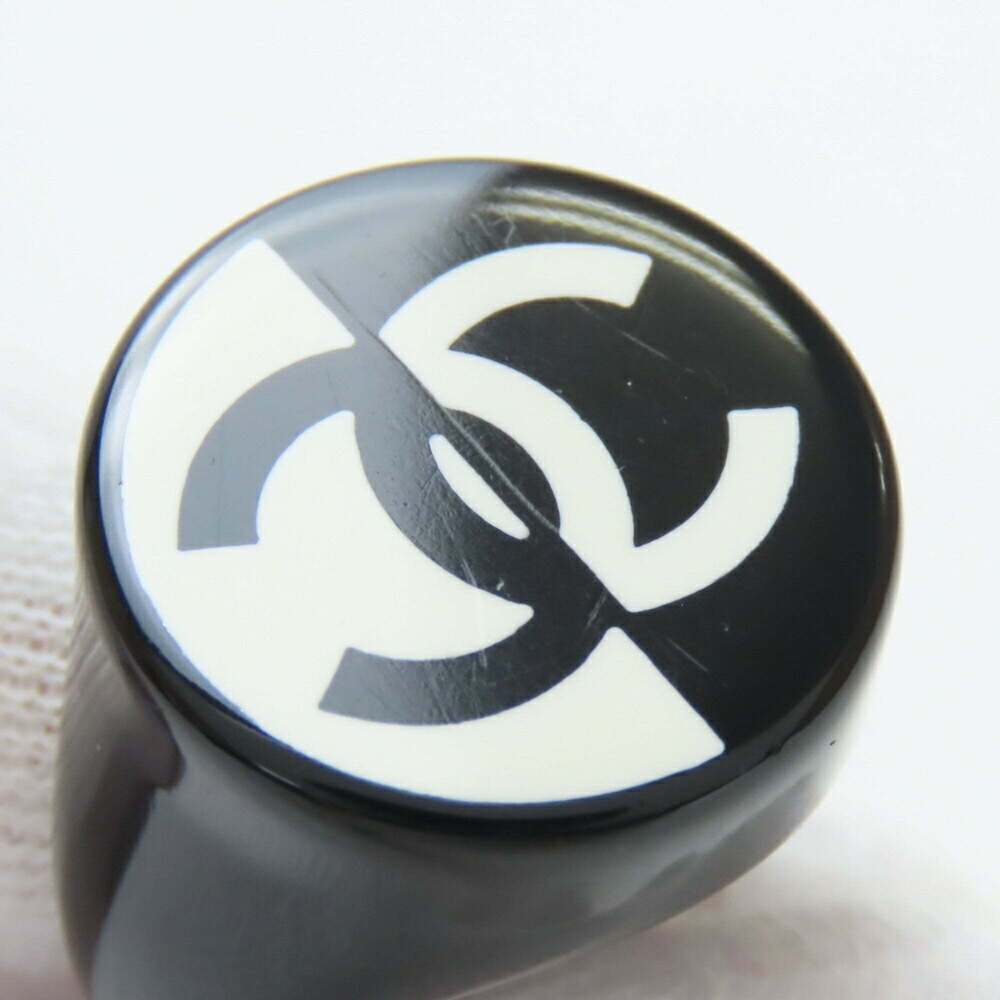 Chanel Authentic Black Logo Ring - image 8